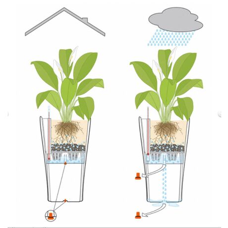 LECHUZA Delta 30 Premium Επιδαπέδια Γλάστρα Ø29x56.5cm Αυτοποτιζόμενη με Δοχείο Φύτευσης Ανθρακί Σατινέ Γερμανίας