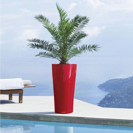 LECHUZA Delta 30 Premium Επιδαπέδια Γλάστρα Ø29x56.5cm Αυτοποτιζόμενη με Δοχείο Φύτευσης Μπορντό Γυαλιστερή Γερμανίας