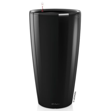 LECHUZA RONDO 40 Premium Επιδαπέδια Γλάστρα Ø40x75cm ΑΥΤΟΠΟΤΙΖΟΜΕΝΗ με Δοχείο Φύτευσης Μαύρη Γυαλιστερή Γερμανίας