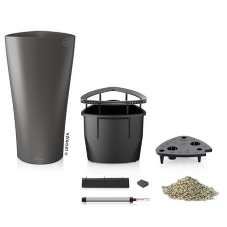 LECHUZA Delta 40 Premium Επιδαπέδια Γλάστρα Ø39x75.5cm Αυτοποτιζόμενη με Δοχείο Φύτευσης Ανθρακί Σατινέ Γερμανίας