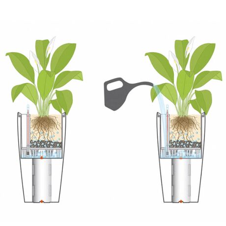 LECHUZA RONDO 40 Premium Επιδαπέδια Γλάστρα Ø40x75cm ΑΥΤΟΠΟΤΙΖΟΜΕΝΗ με Δοχείο Φύτευσης Γκρι-Καφέ Γυαλιστερή Γερμανίας