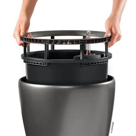 LECHUZA Classico 35 LS Premium Επιδαπέδια Γλάστρα Ø36x32.5cm Αυτοποτιζόμενη με Δοχείο Φύτευσης Μαύρη Γυαλιστερή Γερμανίας