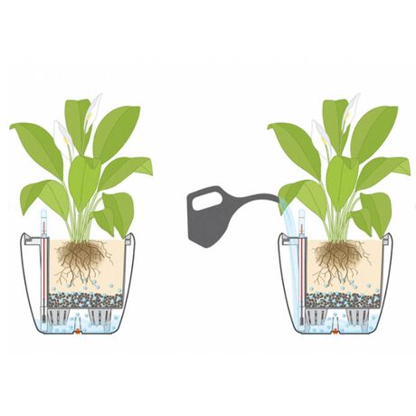 LECHUZA Classico 43 LS Premium Επιδαπέδια Γλάστρα Ø43.5x39.5cm Αυτοποτιζόμενη με Δοχείο Φύτευσης Λευκή Γυαλιστερή Γερμανίας