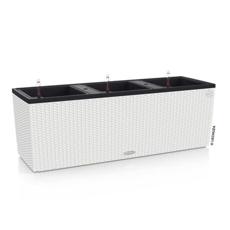 LECHUZA Trio 30 Cottage Ζαρντινιέρα 100x32.5x34.5cm Αυτοποτιζόμενη με 3 Κάδους Φύτευσης Λευκή RATTAN Γερμανίας