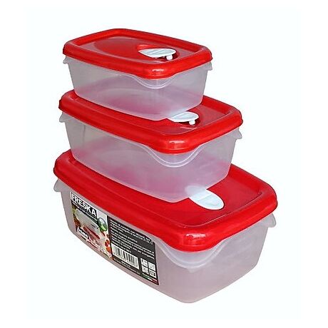 Φαγητοδοχείο Ορθογώνιο Σετ 3 τεμαχίων κόκκιν