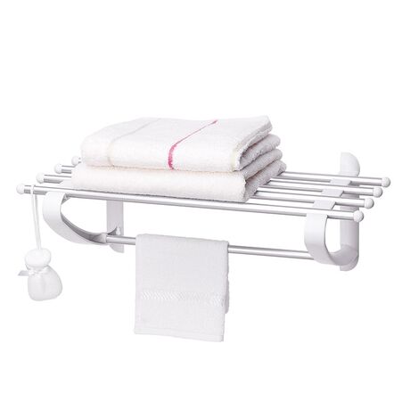 PRIMANOVA Ραφιέρα Μπάνιου για Πετσέτες 50x29.5x20cm Αλουμίνιο-Πλαστικό 0.58kg Λευκή