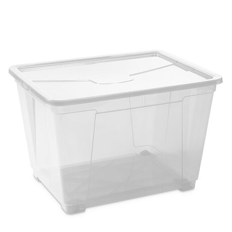 PLASTMECCANICA Ιταλίας Κουτί Αποθήκευσης XXL 140lt 80x61x43cm Διάφανο Πλαστικό με Ρόδες EASY BOX