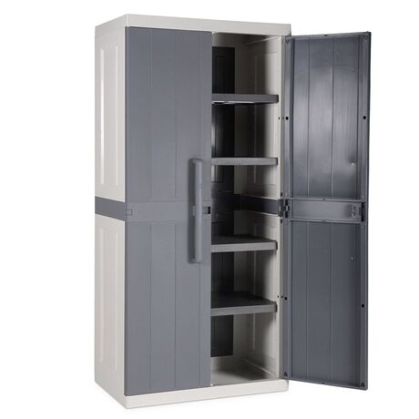 TOOMAX Ιταλίας Πλαστική Ντουλάπα 89x54x190cm 28kg με 4 Ρυθμιζόμενα Ράφια- 5 Χώρους MAX Αντοχή 220kg ANNIVERSARY MEGA XXL LIGHT GREY/BASALT GREY TUV/GS FASHION