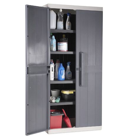 TOOMAX Ιταλίας Πλαστική Ντουλάπα 89x54x190cm 28kg με 4 Ρυθμιζόμενα Ράφια- 5 Χώρους MAX Αντοχή 220kg ANNIVERSARY MEGA XXL LIGHT GREY/BASALT GREY TUV/GS FASHION