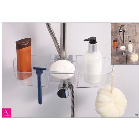 Εταζέρα-Ράφι Στήλης Ντουζιέρας 33x11x7cm Πλαστικό 0.32kg Διάφανο