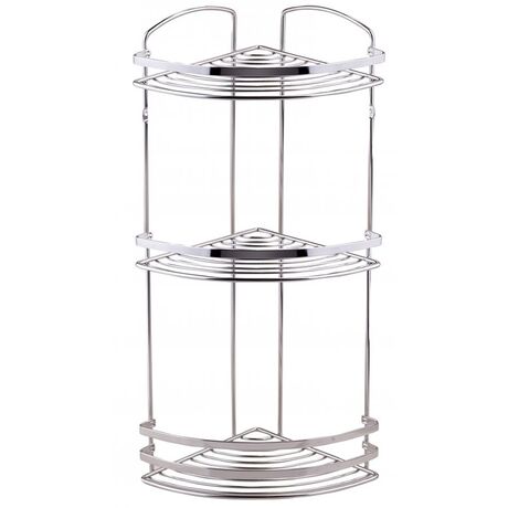 TEKNO-TEL Γωνιακή Ραφιέρα Μπάνιου INOX (Ανοξείδωτο Ατσάλι) 3όροφη  27x19x50cm Βάρος 1.05kg Πάχος Ø5mm