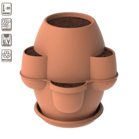 BAMA ITALY Γλάστρα Σύνθεσης XL Ø80x80cm 200lt Πλαστική με Πιάτο 8.2kg Oasi Κεραμιδί
