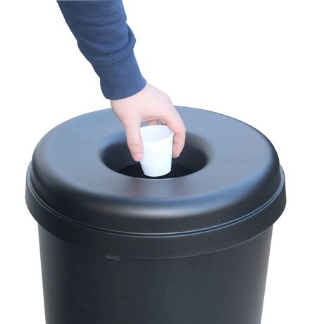 Κάδος Ανακύκλωσης 60lt Ø41x62.5cm 1.91kg Πλαστικός με Άνοιγμα Ø14cm στο Καπάκι Μαύρος Ελλάδας
