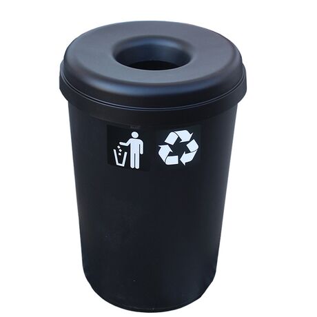 Κάδος Ανακύκλωσης 60lt Ø41x62.5cm 1.91kg Πλαστικός με Άνοιγμα Ø14cm στο Καπάκι Μαύρος Ελλάδας