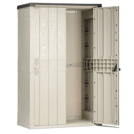 TOOMAX Ιταλίας Αποθήκη Κήπου Βαρέως Τύπου Πλαστική 130x75.6x206.2cm 44kg MASSIF HIGH STORA WAY TAUPE GREY/ANTHRACITE