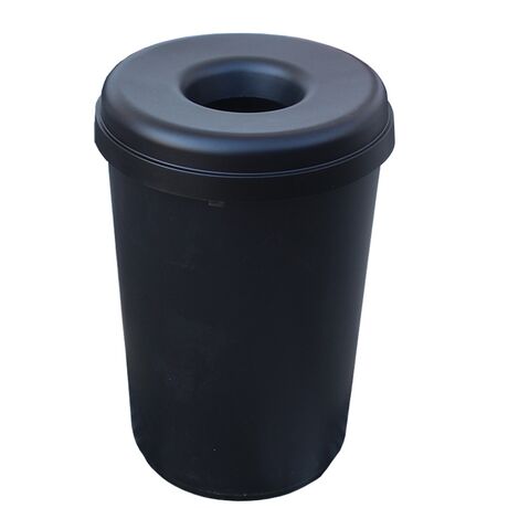 Κάδος Ανακύκλωσης 60lt Ø41x62.5cm 1.91kg Πλαστικός με Άνοιγμα Ø14cm στο Καπάκι Μαύρος Ελλάδας