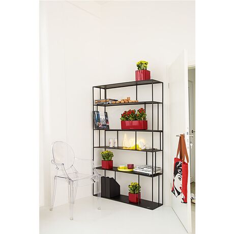 LECHUZA CUBE Glossy 14 Επιτραπέζια Γλάστρα 14x14x14cm Αυτοποτιζόμενη με Εσωτερικό Δοχείο Scarlet Red Γερμανίας