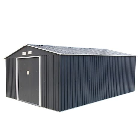 STEELEN Μεταλλική Αποθήκη Κήπου - Σπιτάκι Κήπου 321x421x205cm (10.5'x14') 12.8m² Γαλβανιζέ Polis Γκρι