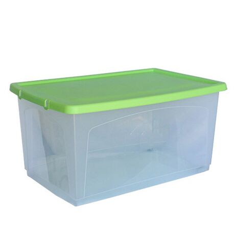 Κουτί Αποθήκευσης 59x40x30cm Πλαστικό 52lt Βάρος 1.25kg με 4 Ρόδες Διάφανο με Λαχανί Καπάκι Ελλάδας