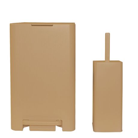 Κάδος Μπάνιου με Πεντάλ 17lt 18.5x26x37cm με Εσωτερικό Κάδο 10lt 1.04kg Πλαστικό SOFT CLOSE Μπεζ Άμμου Ελλάδας