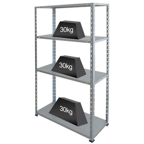 VESTA Μεταλλική Γαλβανιζέ Ραφιέρα Dexion 4όροφη 75x30x145.5cm 5kg MAX Αντοχή 120kg (30kg / Ράφι)