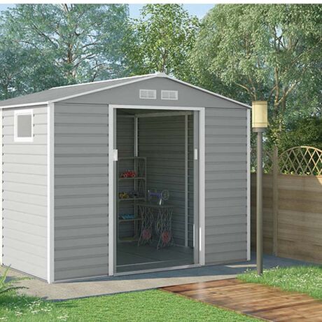STEELEN Μεταλλική Αποθήκη Κήπου-Σπιτάκι Κήπου 213x127x211cm (7'x4.2') 2.4m² Γαλβανιζέ με Παράθυρο EVAN PLUS A Γκρι Καφέ