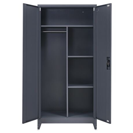 STEELEN Μεταλλική Ντουλάπα 90x45x191cm Πάχους 0.6mm/0.8mm (πάτωμα) Γαλβανιζέ με Χώρισμα και Ρυθμιζόμενα Πόδια - 5 Αποθηκευτικοί Χώροι Ανθρακί Ματ