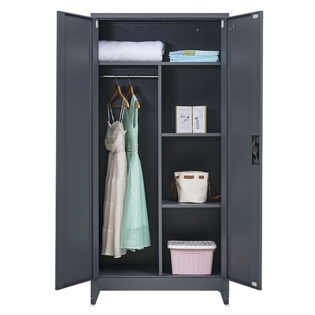 STEELEN Μεταλλική Ντουλάπα 90x45x191cm Πάχους 0.6mm/0.8mm (πάτωμα) Γαλβανιζέ με Χώρισμα και Ρυθμιζόμενα Πόδια - 5 Αποθηκευτικοί Χώροι Ανθρακί Ματ