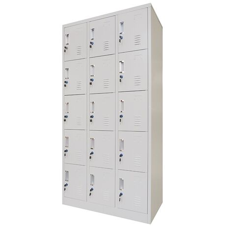 STEELEN Μεταλλική Ντουλάπα - Φοριαμός (Locker) 90x45x180cm 15 Ντουλάπια Πάχος 0.6mm Χωρίς Πόδια 54kg Γκρι Ανοιχτό