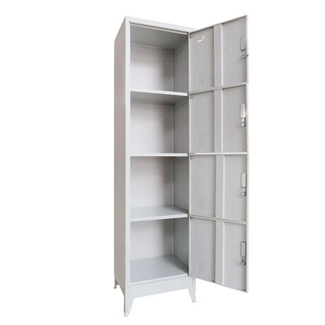 STEELEN Μεταλλική Ντουλάπα-Φοριαμός (Locker) 50x45x190cm 4 Ντουλάπια Πάχος 0.4mm 24kg Γκρι Ανοικτό