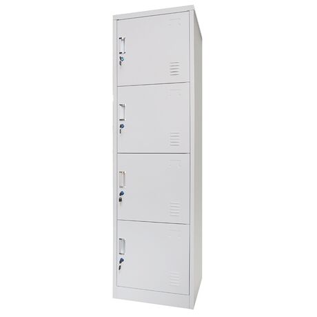 STEELEN Μεταλλική Ντουλάπα-Φοριαμός (Locker) 50x45x180cm 4 Ντουλάπια ΧΩΡΙΣ ΠΟΔΙΑ Πάχος 0.4mm 24kg Γκρι Ανοικτό