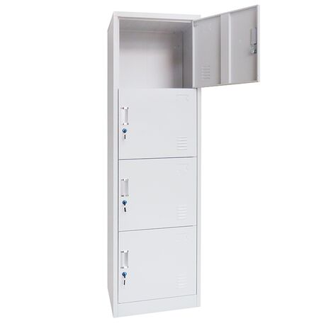 STEELEN Μεταλλική Ντουλάπα-Φοριαμός (Locker) 50x45x180cm 4 Ντουλάπια ΧΩΡΙΣ ΠΟΔΙΑ Πάχος 0.4mm 24kg Γκρι Ανοικτό