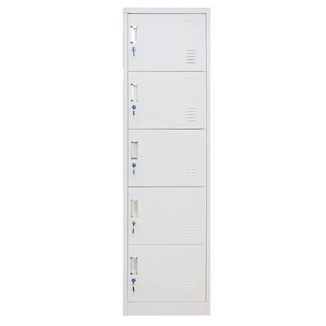 STEELEN Μεταλλική Ντουλάπα-Φοριαμός (Locker) 50x45x180cm 5 Ντουλάπια ΧΩΡΙΣ ΠΟΔΙΑ 25kg Γκρι Ανοικτό