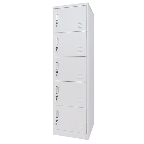 STEELEN Μεταλλική Ντουλάπα-Φοριαμός (Locker) 50x45x180cm 5 Ντουλάπια ΧΩΡΙΣ ΠΟΔΙΑ 25kg Γκρι Ανοικτό