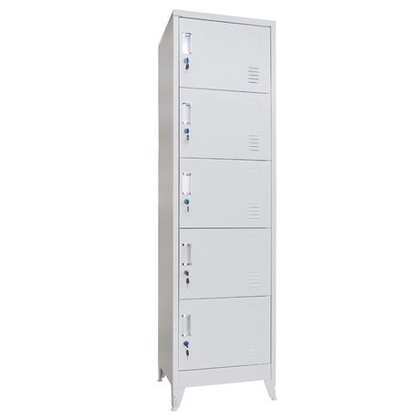 STEELEN Μεταλλική Ντουλάπα-Φοριαμός (Locker) 50x45x190cm 5 Ντουλάπια Πάχος 0.4mm 25kg Γκρι Ανοικτό