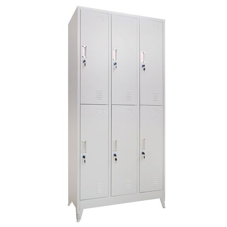 STEELEN Μεταλλική Ντουλάπα - Φοριαμός (Locker) 90x45x190cm 6 Ντουλάπια-12 Αποθηκευτικοί Χώροι Πάχος 0.6mm με Ρυθμιζόμενα Πόδια 48kg Γκρι Ανοιχτό
