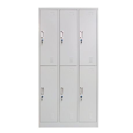 STEELEN Μεταλλική Ντουλάπα - Φοριαμός (Locker) 90x45x180cm 6 Ντουλάπια-12 Αποθηκευτικοί Χώροι ΧΩΡΙΣ ΠΟΔΙΑ Πάχος 0.6mm 48kg Γκρι Ανοιχτό