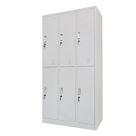 STEELEN Μεταλλική Ντουλάπα - Φοριαμός (Locker) 90x45x180cm 6 Ντουλάπια-12 Αποθηκευτικοί Χώροι ΧΩΡΙΣ ΠΟΔΙΑ Πάχος 0.6mm 48kg Γκρι Ανοιχτό