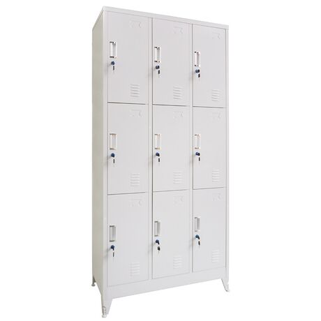 STEELEN Μεταλλική Ντουλάπα - Φοριαμός (Locker) 90x45x195cm 9 Ντουλάπια Πάχος 0.4mm με Ρυθμιζόμενα Πόδια 50kg Γκρι Ανοιχτό