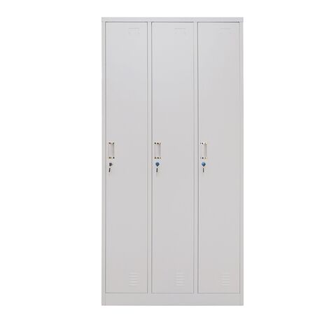 STEELEN Μεταλλική Ντουλάπα - Φοριαμός (Locker) 90x45x185cm 3φυλλη 51kg Ανοικτό Γκρι ΧΩΡΙΣ ΠΟΔΙΑ Πάχος 0.4mm