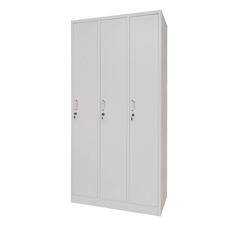 STEELEN Μεταλλική Ντουλάπα - Φοριαμός (Locker) 90x45x185cm 3φυλλη 51kg Ανοικτό Γκρι ΧΩΡΙΣ ΠΟΔΙΑ Πάχος 0.4mm