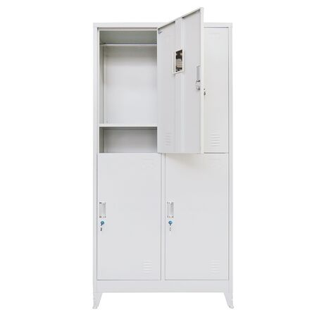 STEELEN Μεταλλική Ντουλάπα - Φοριαμός (Locker) 90x45x190cm 4 Θέσεων Πάχος 0.4mm με Ρυθμιζόμενα Πόδια 46kg Γκρι Ανοιχτό