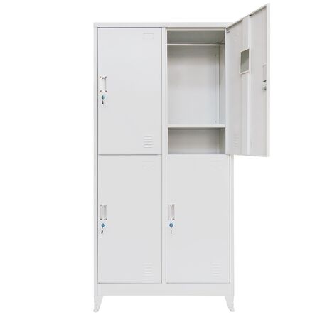 STEELEN Μεταλλική Ντουλάπα - Φοριαμός (Locker) 90x45x190cm 4 Θέσεων Πάχος 0.4mm με Ρυθμιζόμενα Πόδια 46kg Γκρι Ανοιχτό