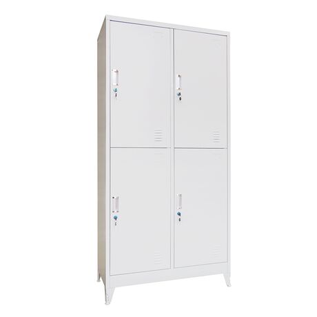 STEELEN Μεταλλική Ντουλάπα - Φοριαμός (Locker) 90x45x190cm 4 Θέσεων Πάχος 0.4mm με Ρυθμιζόμενα Πόδια 46kg Γκρι Ανοιχτό