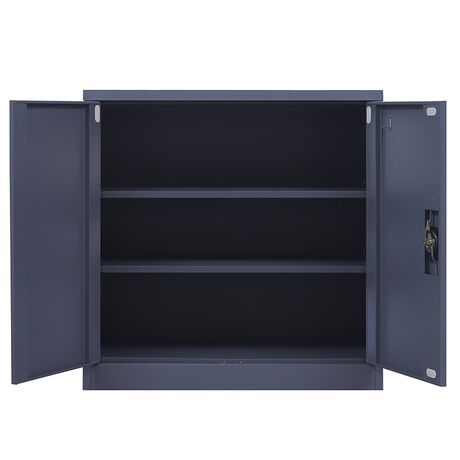 STEELEN Μεταλλική Ντουλάπα 90x45x91cm Πάχους 0.6mm/0.8mm (πάτωμα) Γαλβανιζέ με 2 Ράφια - 3 Αποθηκευτικοί Χώροι ΧΩΡΙΣ ΠΟΔΙΑ Ανθρακί Ματ