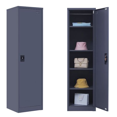 STEELEN Μεταλλική Ντουλάπα 50x45x181cm Πάχους 0.6mm/0.8mm (πάτωμα)  ΧΩΡΙΣ ΠΟΔΙΑ Γαλβανιζέ με 4 Ράφια - 5 Αποθηκευτικοί Χώροι Ανθρακί Ματ