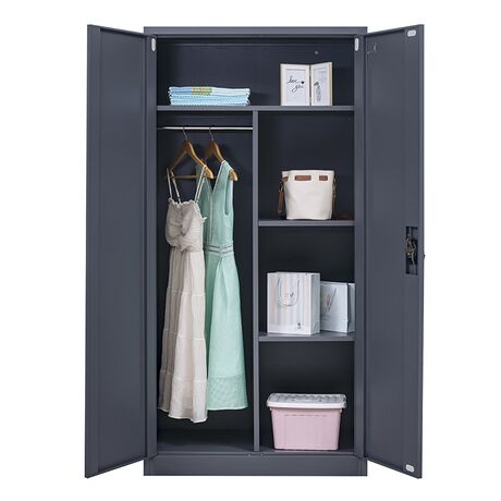 STEELEN Μεταλλική Ντουλάπα 90x45x181cm Πάχους 0.6mm/0.8mm (πάτωμα) Γαλβανιζέ με Χώρισμα - 5 Αποθηκευτικοί Χώροι Ανθρακί Ματ ΧΩΡΙΣ ΠΟΔΙΑ