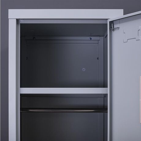 STEELEN Μεταλλική Ντουλάπα-Φοριαμός (Locker) 38x45x181cm Μονόφυλλη 23.5kg Πάχος 0.4mm Ανοικτό Γκρι 2 Ράφια- 3 Αποθηκευτικοί Χώροι ΧΩΡΙΣ ΠΟΔΙΑ