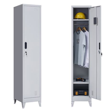 STEELEN Μεταλλική Ντουλάπα-Φοριαμός (Locker) 38x45x191cm Μονόφυλλη 23.5kg Πάχος 0.4mm Ανοικτό Γκρι 2 Ράφια- 3 Αποθηκευτικοί Χώροι 4 Ρυθμιζόμενα Πόδια