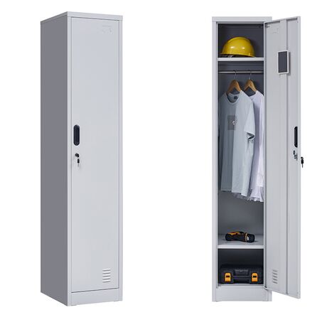 STEELEN Μεταλλική Ντουλάπα-Φοριαμός (Locker) 38x45x181cm Μονόφυλλη 23.5kg Πάχος 0.4mm Ανοικτό Γκρι 2 Ράφια- 3 Αποθηκευτικοί Χώροι ΧΩΡΙΣ ΠΟΔΙΑ